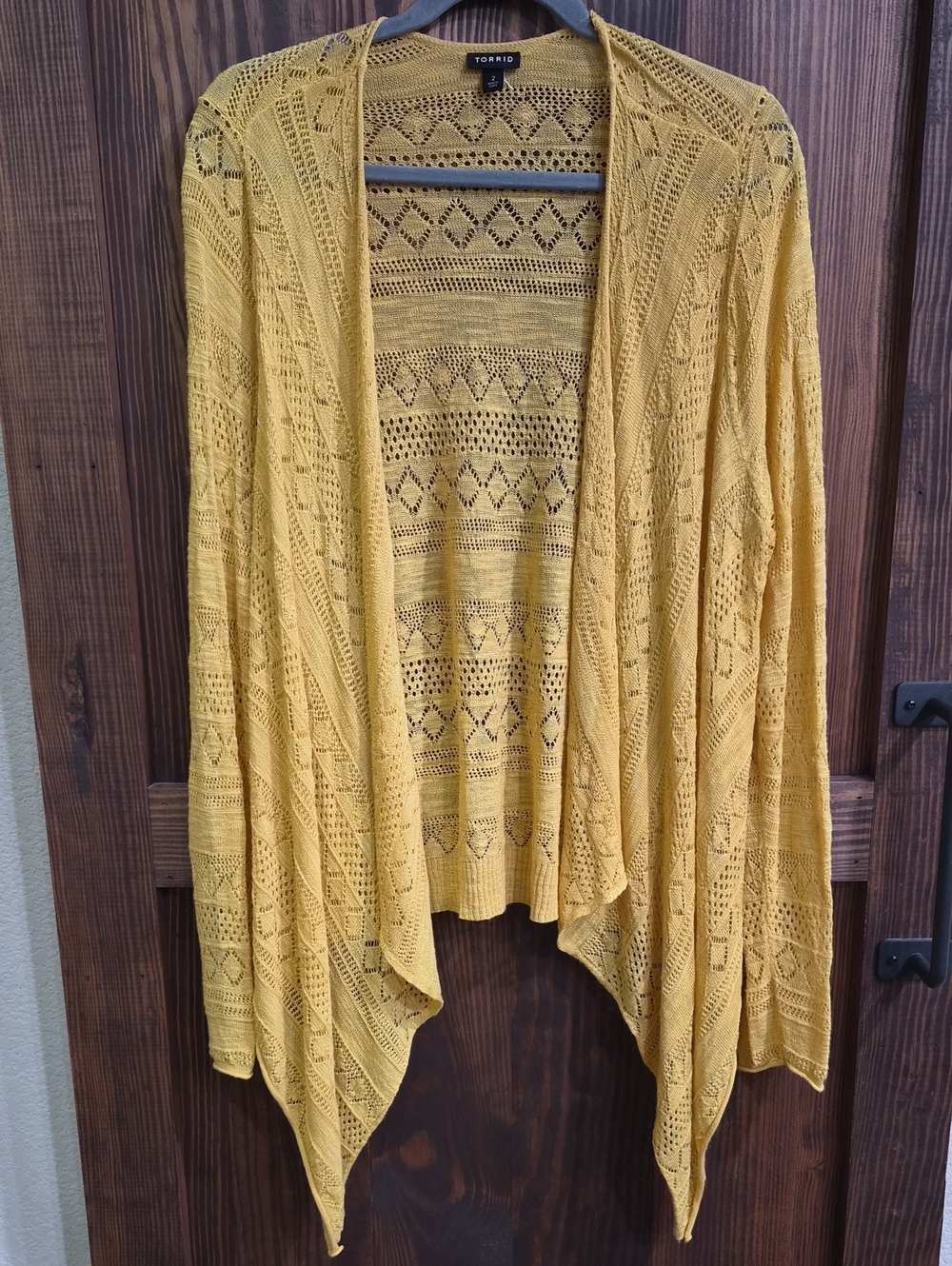 Torrid Mustard Open-Front Crochet Drape Cardigan -XL Torrid Sz-(2)